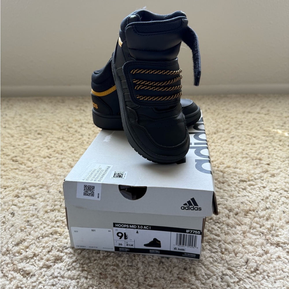 Adidas Kids Hoops Mid 3.0 Black and Orange Sneakers